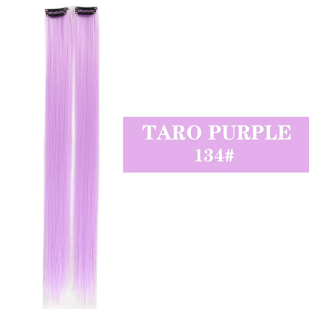 Synthetic 2 Pieces 20inch Colored Clip in Hair Extensions Long Straight Pink/Blue/Purple Halloween/Christmas Wig — image 11