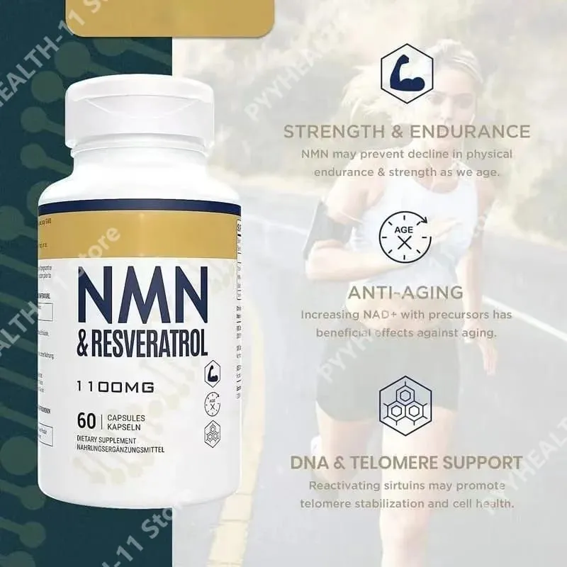 NMN & Resveratrol Capsules Antioxidant Complex Supplement with Black Pepper Extract 1100mg 60 Capsules — image 4
