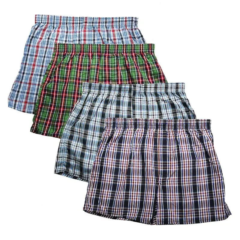 8PCS size M-9XL men's plus size boxer shorts men's square shorts men's casual summer beach underwear men's checkered underwear — image 3