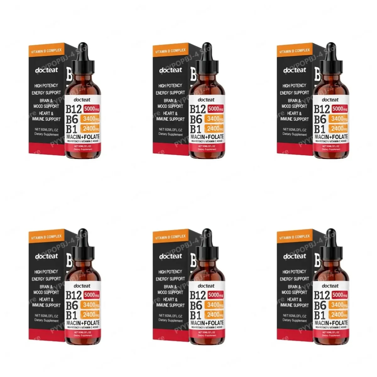 Docteat B Complex Drops 60ml High Potency B12 5000mcg Methylcobalamin Energy Brain Mood Heart Immune Support Non GMO Vegan — image 11