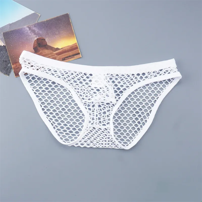 Sexy Man Fishnet Mesh Underwear See Through Male Briefs Breathable and Comfortable High Quality Low Waist Panties — image 6