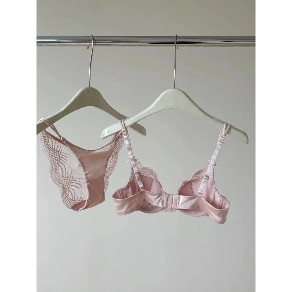 Half Cup Lingerie Set Women Thin Cup Push Up Soft Underwire Bra Panty Small Chest Gather Side Support Anti Sag Underwear 32‑38 — image 4