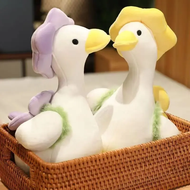 Kid Cute Little Duck Doll Flower Duck Plush Toy Big White Goose Doll Super Soft Sleeping Pillow Birthday Gift Decoration Toy — image 3
