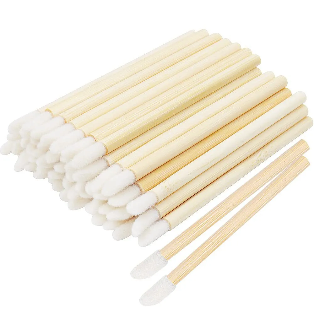 50/100pcs Brushes Bamboo Lipstick Handle Lip Brushes Extension Accessories Lip GlossWands Applicator Makeup Tool For Eyelashes — image 3