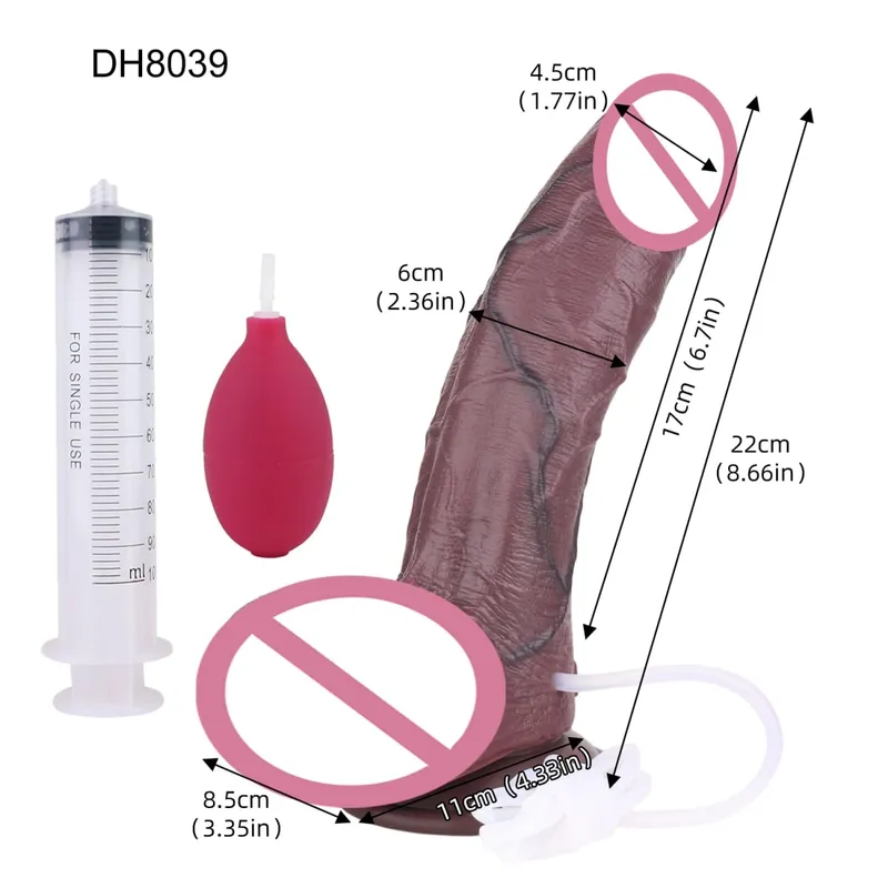Silicone Lifelike Double Layers Ejaculating Penis Squirting Long Dildo With Sucker Anal Sex Toys For Men Women Masturbator — image 13