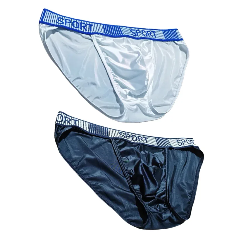 Slip da uomo a forcella alta Vita media Elastico traspirante Mutande convesse a U Intimo da uomo in seta di ghiaccio Pantaloncini aderenti setosi — image 2