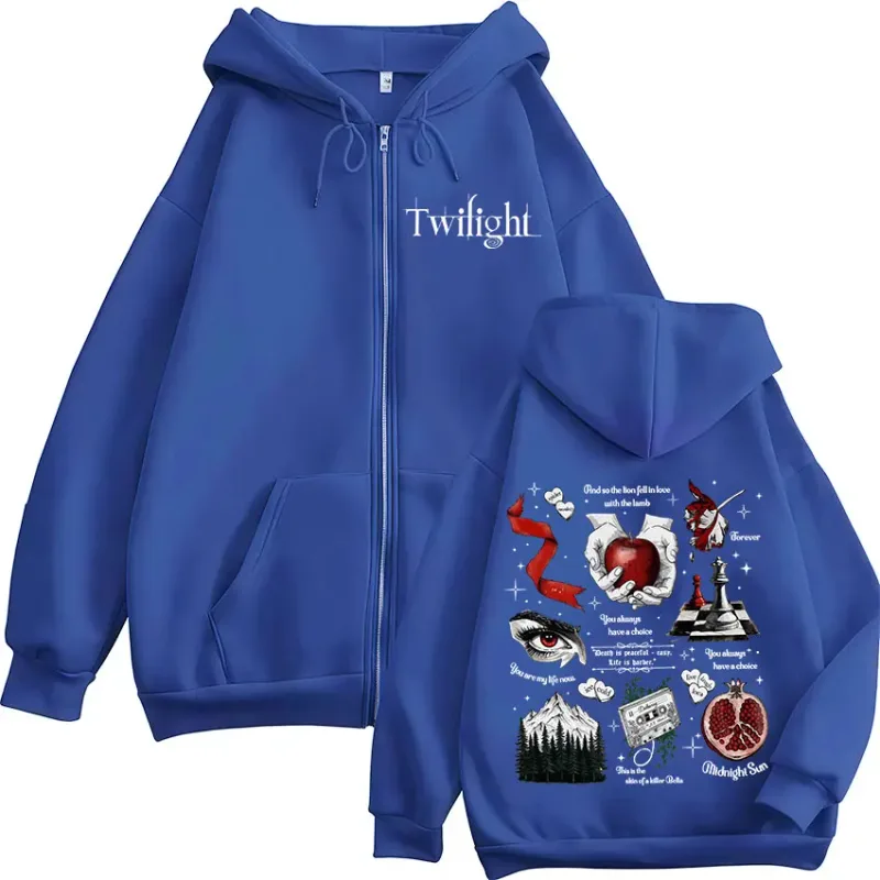 Twilight Vampire Wolf Romance Zipper Hoodies Edward Cullen Men's Women Clothing Fashion Casual Hip Hop Zip Up Hooded Sweatshirts