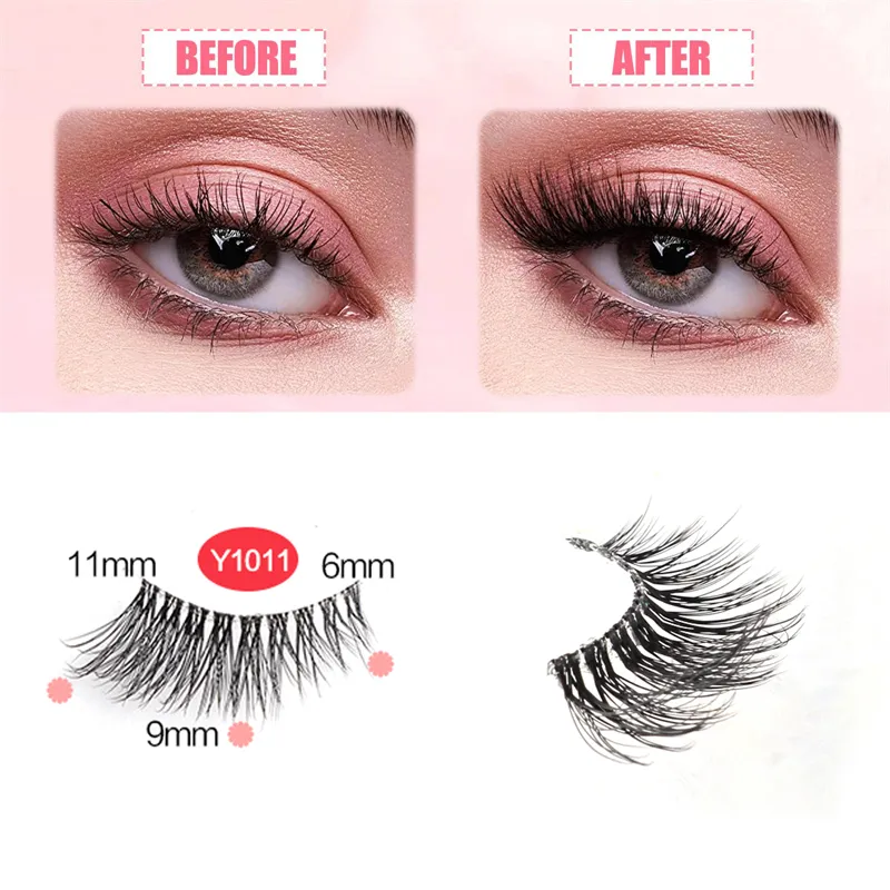 Bulu Mata Separuh Mata Bulu Mata Kucing 3/5/10 Pasang Bulu Mata Palsu Gebu Lembut Kelihatan Semulajadi Clear Band 3D Mink Bulu Mata Mekap Sambungan — image 3