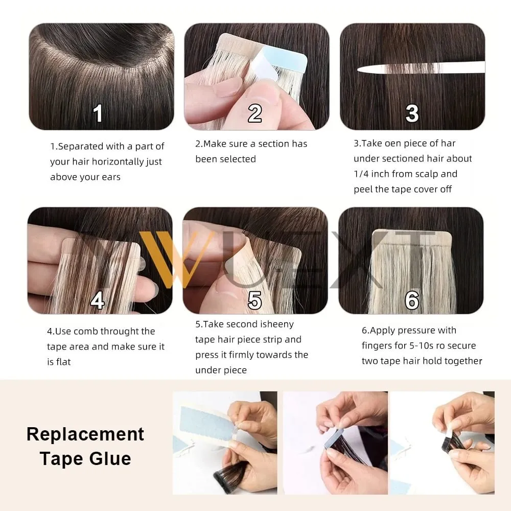 Real Human Hair Tape in Extensions 12''-20'' Natural Straight Black Seamless Tape Hair On Double Sided Tape 20pcs 50g/pack — image 6