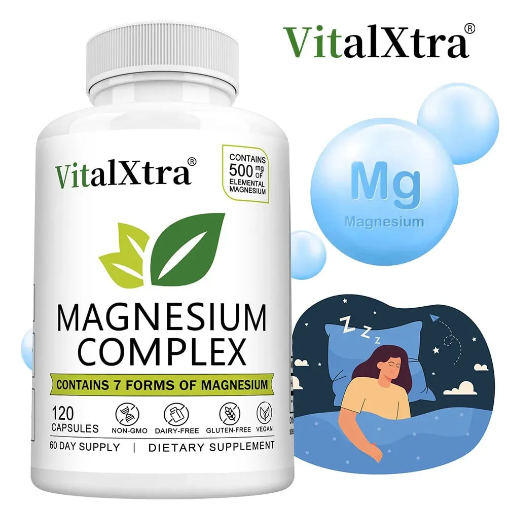 Magnesium Complex Supplement 7-in-1 Bisglycinate Chelate Oxide Malate Orotate Taurate Citrate Magnesium for Calm Sleep — image 1