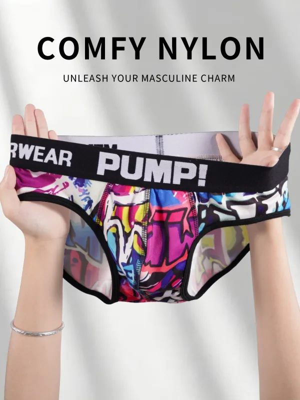 Men’s Graffiti Print Triangle Underwear Elastic Waistband Ice Silk Breathable Underwear 3256811822635074 — image 9