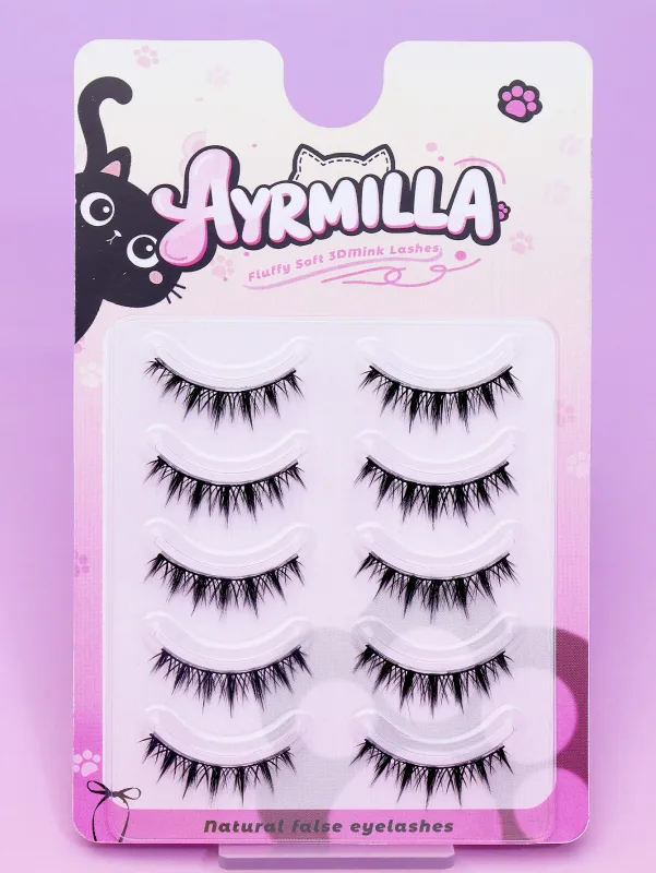 Spiky Devil Cat‑Eye False Eyelashes 5‑10mm Wispy Spiky Strip Lashes Natural Fluffy Fox Eye Lash Extension Soft 3D Mink‑Like
