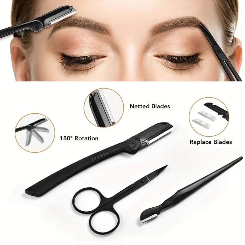 3/4/5/11/12pcs Eyebrow Trimmer Set Scissors Tweezers Eyebrow Razor Scraping Eyebrow Comb Razor Eyebrow Clip Makeup Tools — image 4