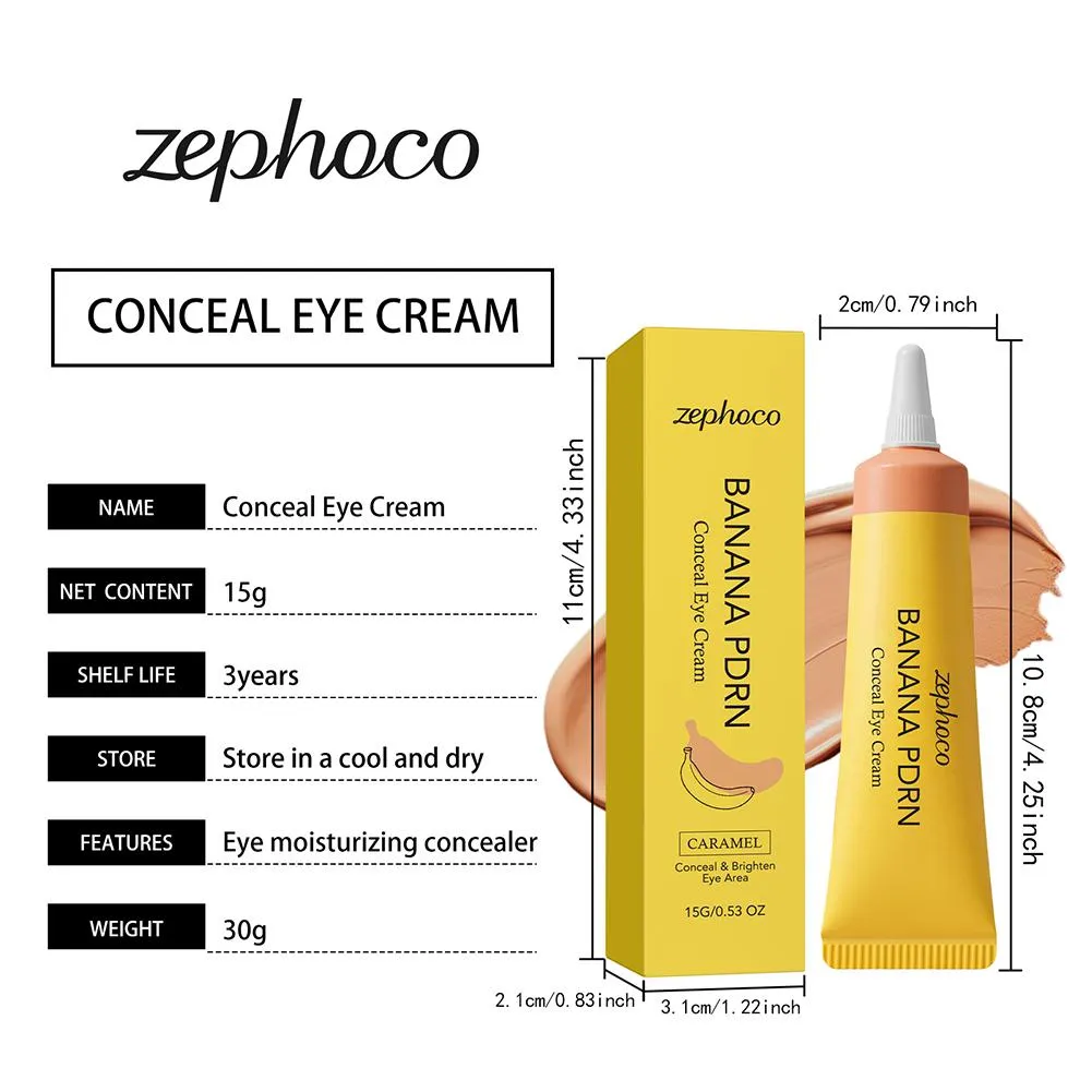 Zephoco Banana PDRN Concealer Eye Cream Brighten Sooth Repair Lightweight Eye Moisturizing Concealer Non Sticky Under Eye Cream