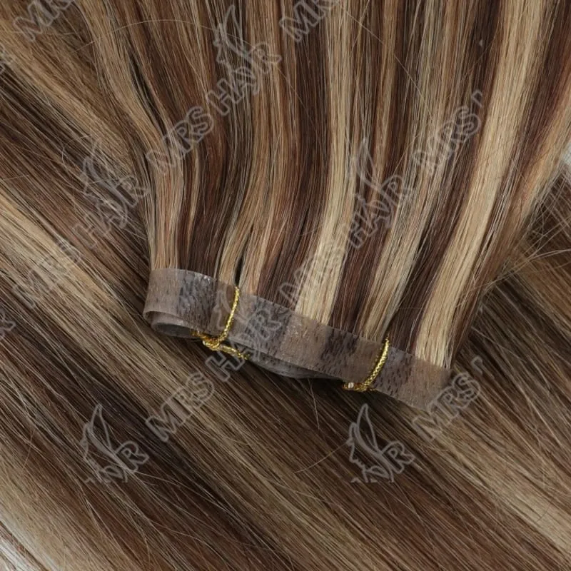 Invisible Long Flat PU Weft Bundles Human Hair Injected Seamless PU Skin Weft Hair Extension No Glue Tape On Hair Bundle 12"-22"