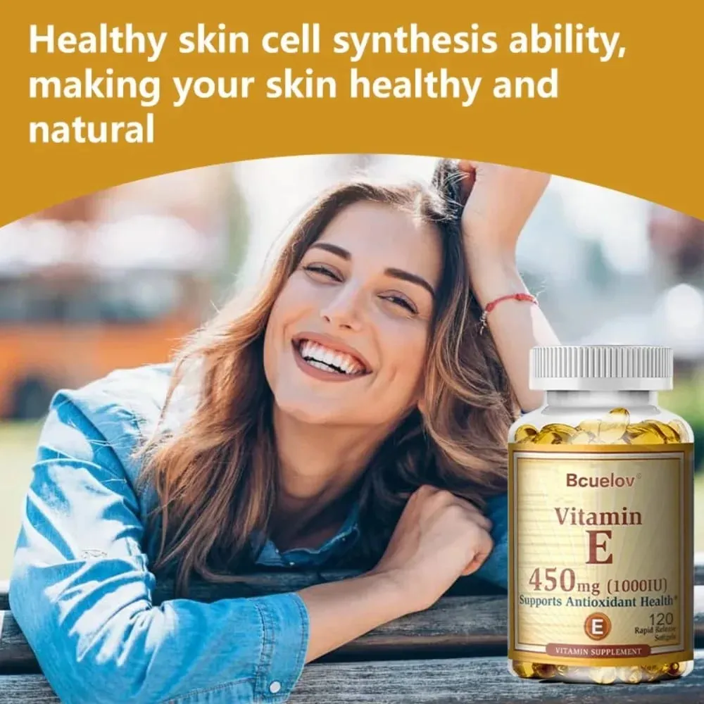 Vitamin E 1000IU Capsules - Supports Skin Cardiovascular Health Boosts Immunity Anti-aging Skin Health — image 7