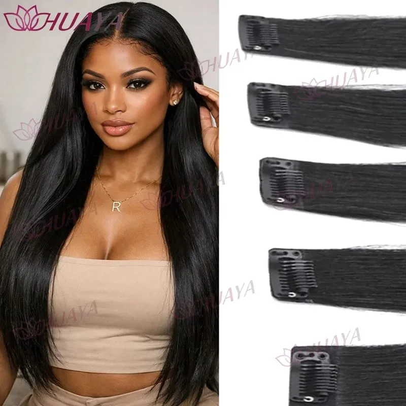 Synthetic 24-inch BB clip-in hair extensions 5 pieces per set one clip per piece seamless hairpieces.Easy and comfortable to w — image 2