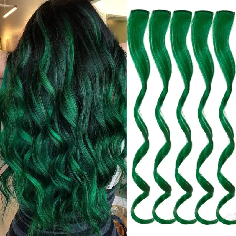 Colorful Hair Extensions Wavy Accessories Party Highlights Clip on Synthetic Rainbow Wigs Children's Favorite Gift (5 pieces ) — image 8