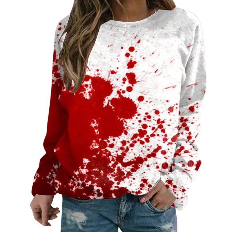 Terror Blood Graphic Sweatshirts Halloween Party Design Female Clothes I'm Fine Bloody Women Sweater Horror Ladies Y2k Pullovers — image 16