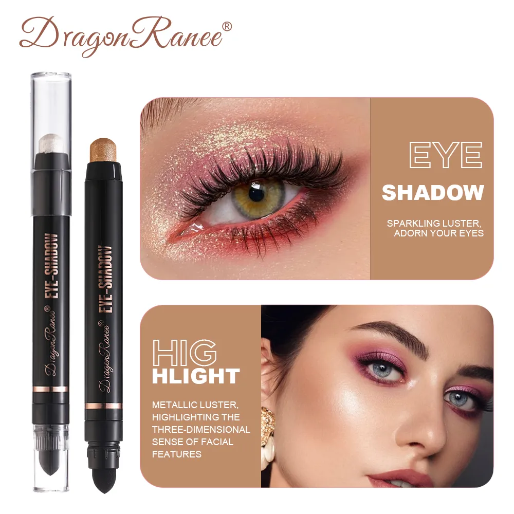 Double Head Pearlescent Eyeshadow Pencil Waterproof Glitter Metallic Blue Green Eye Shadow Makeup Pigment White Eyes Highlighter — image 4