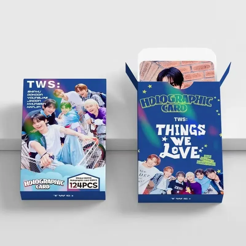 124-piece laser card set featuring Korean boy band TWS (Taiwanese pop music) shimmering photos perfect for Instagram interior — image 5