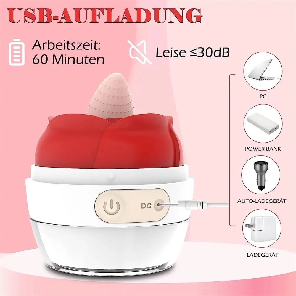 Rose Sex Toys Tongue Licking Vibrator G Spot Clitoris Stimulator Vagina Nipple Massager With 9 Frequency Vibrating Adult Toy for Women — image 6