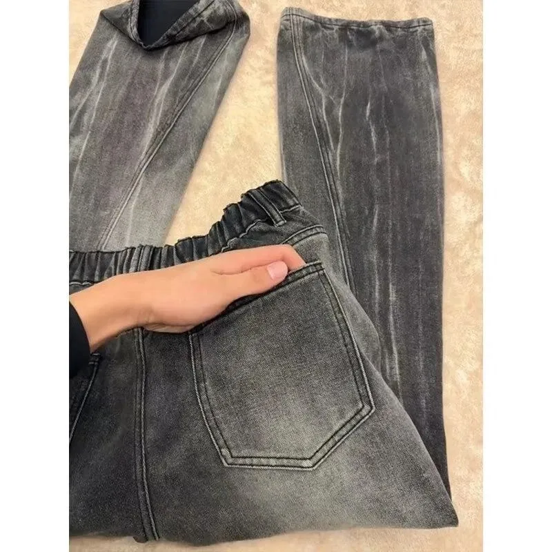 Mens Jeans Harajuku High Street Streetwear Lightning Cut Denim Pants Micro Flared Curved Fit High Waist Slim Straight Spring New — image 5