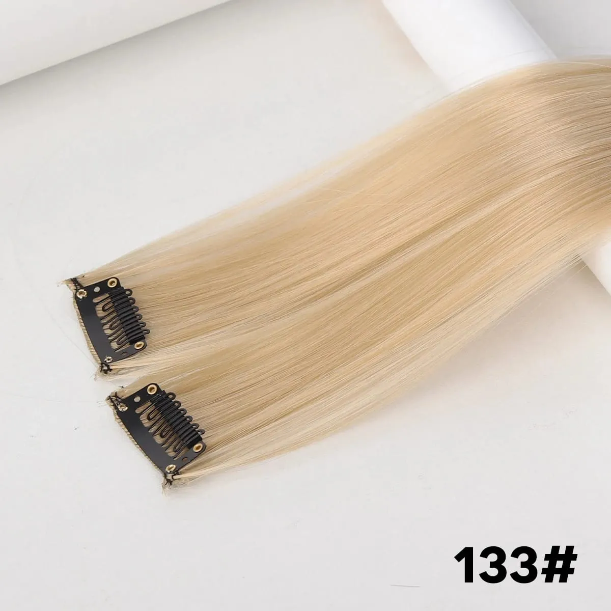 2PCS synthetic color hair extension piece wig women's highlighting clip hair heat-resistant wig piece long straight hair — image 8