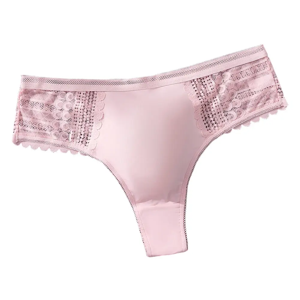 1pc Men's Sexy Lace Briefs Seamless Ice Silk G-String Underwear 3D Bulge Pouch Solid Thong High Elastic Breathable Panties — image 3