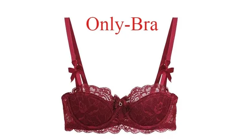 French Pure Desire Bralette Small Bust AB Cup Push Up Wireless Lace Bra for Chubby Girl Bow Design Thin Fold Comfort Plus Size — image 12