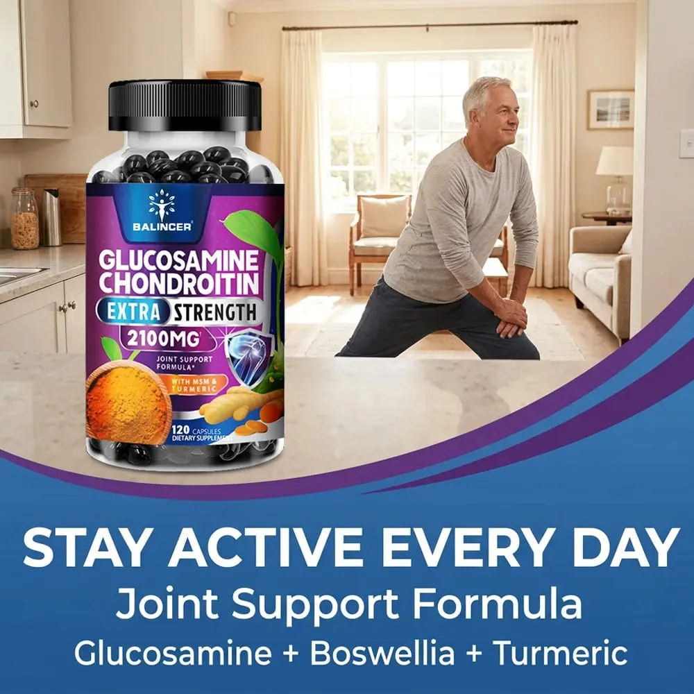 Glucosamine Chondroitin Capsules with Turmeric Root for Support Stress Relief Bone Joint & Immune Health Dietary Supplement — image 3