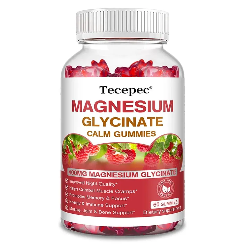 Gummies au glycinate de magnésium - Suppléments pour adultes qui aident à la relaxation, favorisent la santé cardiaque et soutiennent la santé de la moelle osseuse et des articulations