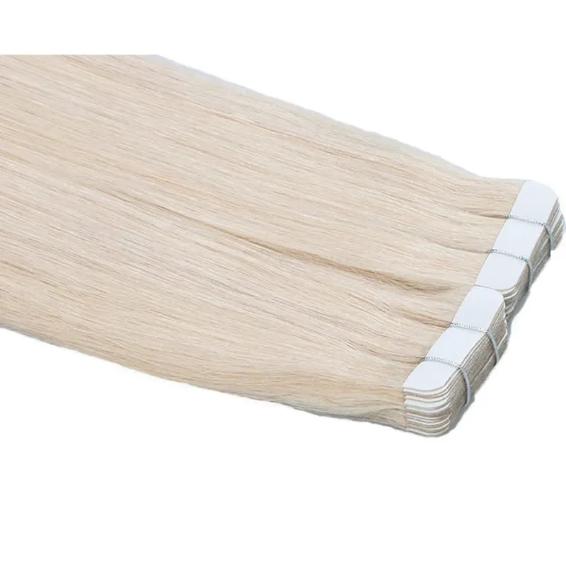 Toysww Real Human Hair Russian Hair Tape in Human Hair Extensions Blonde #60 For Woman Machine Made Remy Hair 20/40pcs
