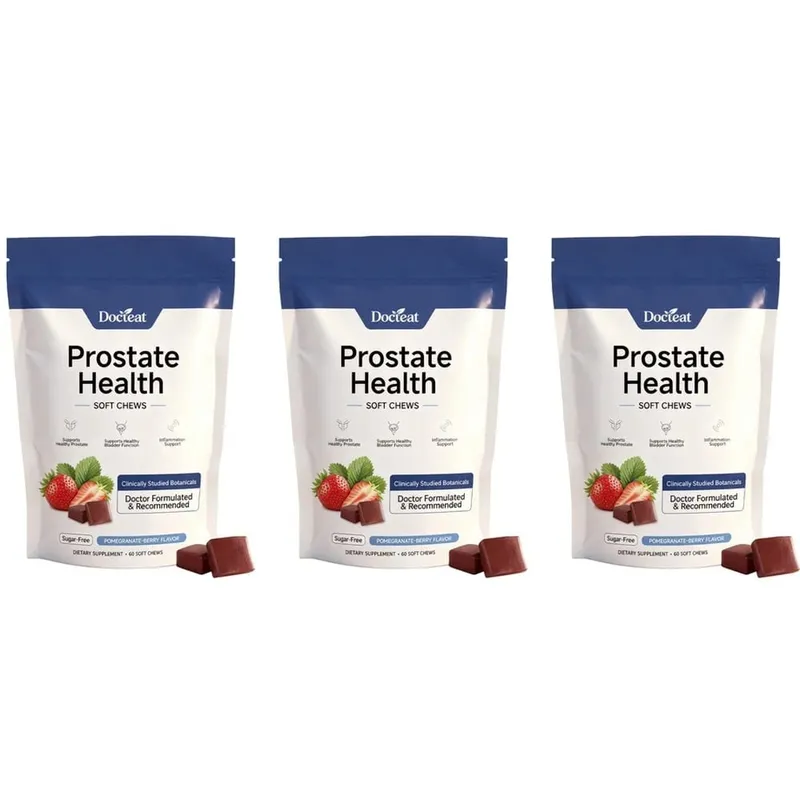 Doceat Prostate Health Soft Chews with Zinc Vitamin C and Plant Sterols Sugar-Free Pomegranate-Berry Flavor 60 Soft Chews — image 10