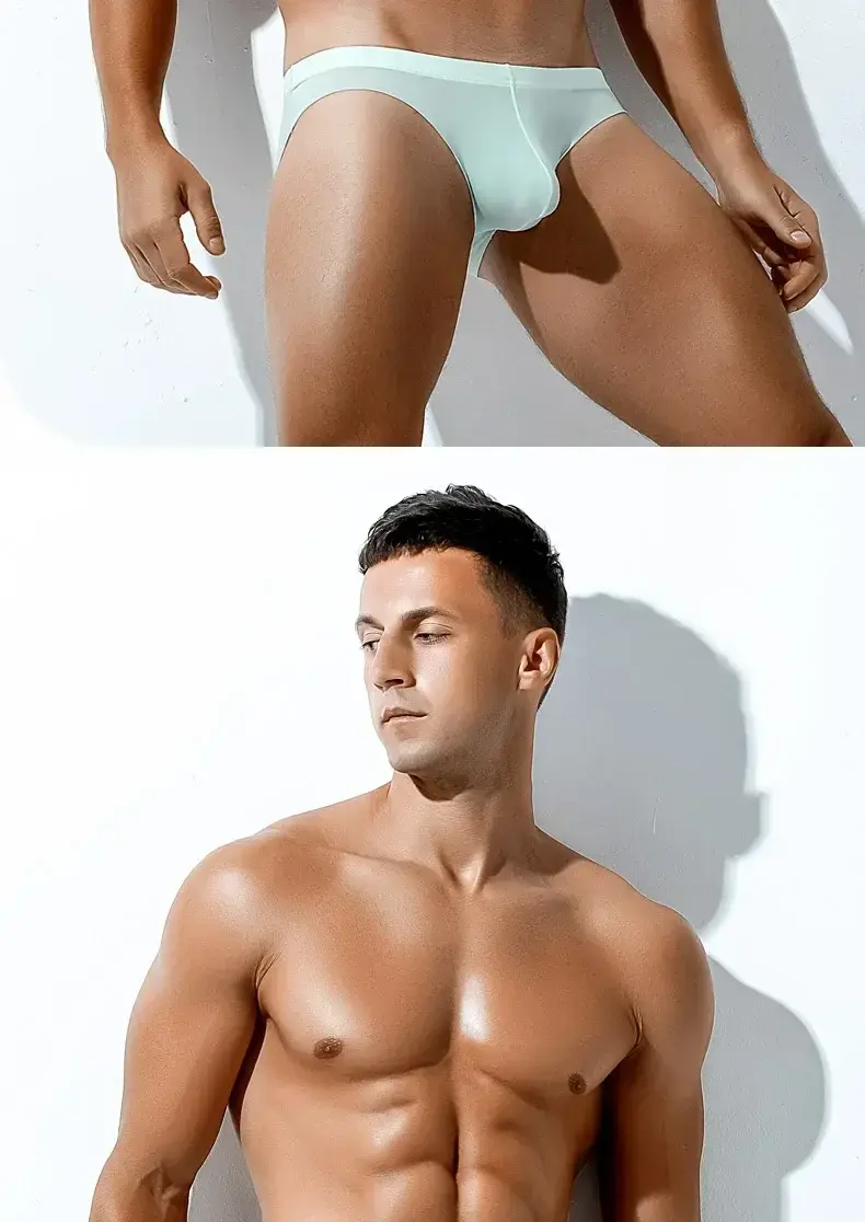 2PCS Men's summer underwear: Ice Silk, low-waisted triangular underpants, personalized, ultra-thin, breathable shorts — image 14