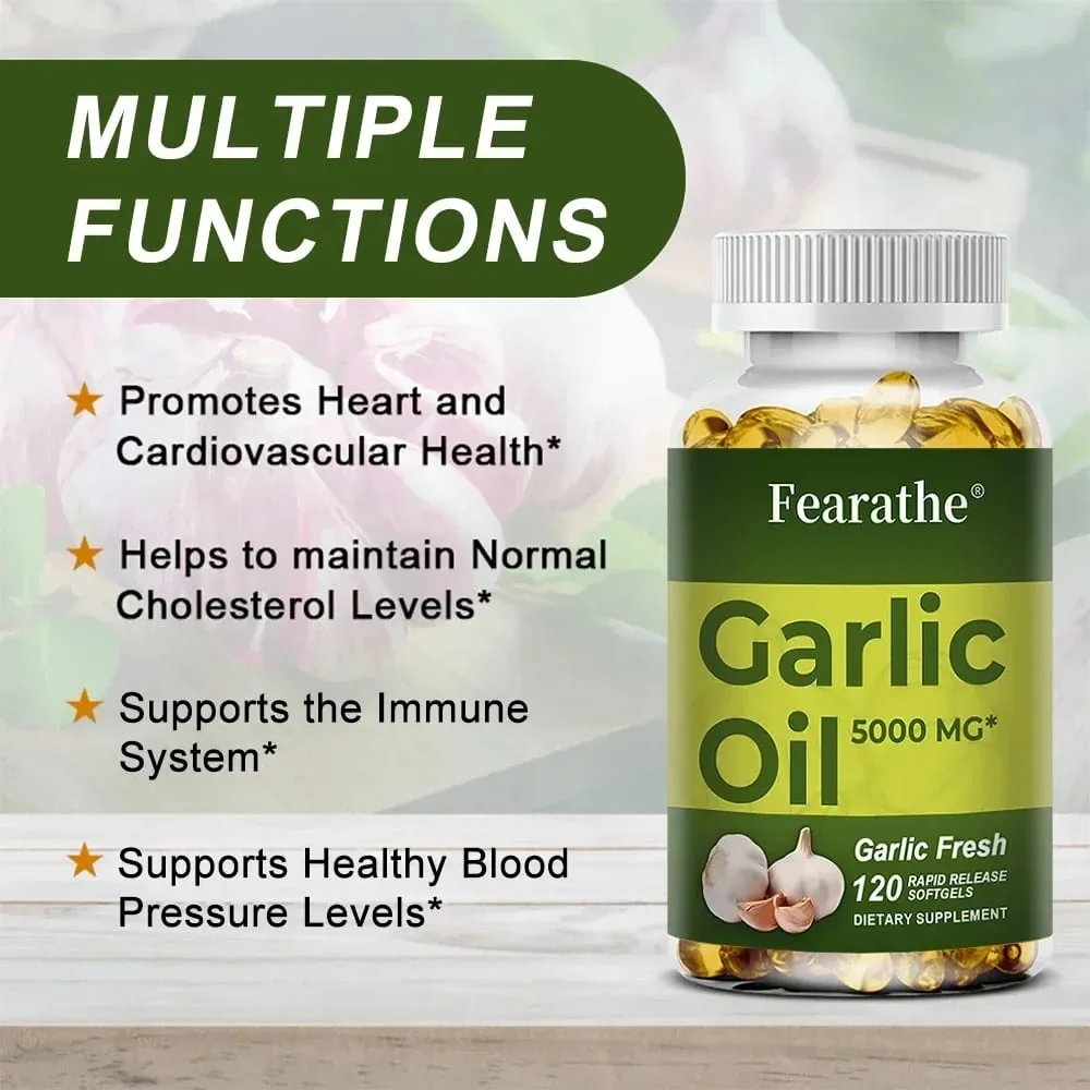 Garlic Oil Softgels 5000 Mg Immune Cardiovascular Circulation Heart Unflavored Non-GMO Gluten-Free Supplement — image 2