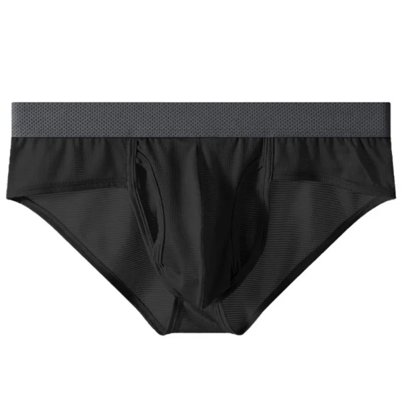 Thin Underpants Summer Thin Briefs Men Side Opening Breathable Men Ice Silk Panties Splicing Lingerie Seamless Underwear Men — image 18