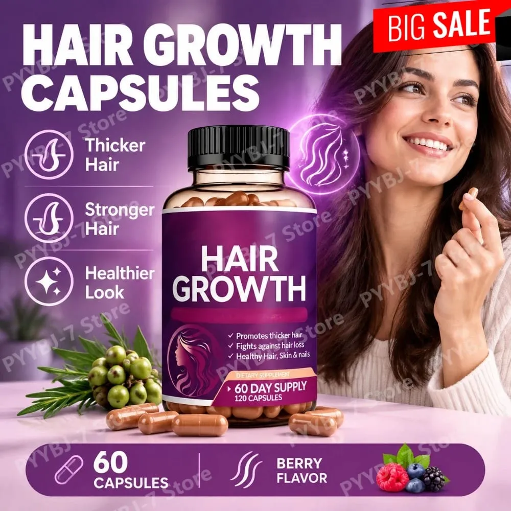 Biotin Collagen Hair Growth Supplement with Vitamins A C D3 E B12 Zinc Supports hair wellness appearance for Women — image 1