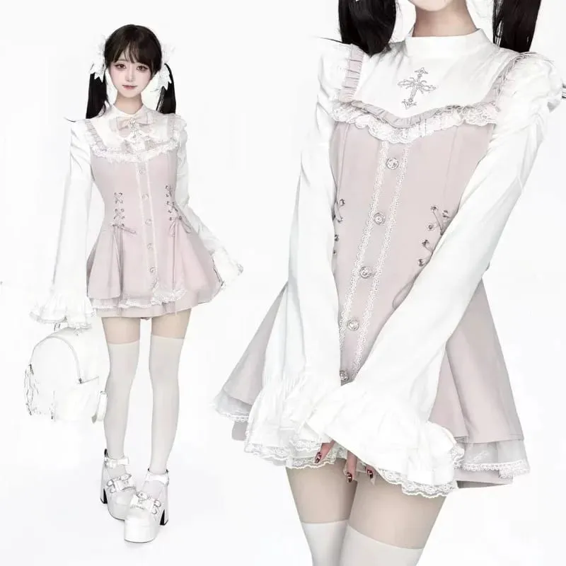 Japanese Style Lolita 2 Piece Set Y2k Mini Skirt Woman Harajuku Sweet Kawaii Print Dress Tops Korean Fashion Elegant Dress — image 13