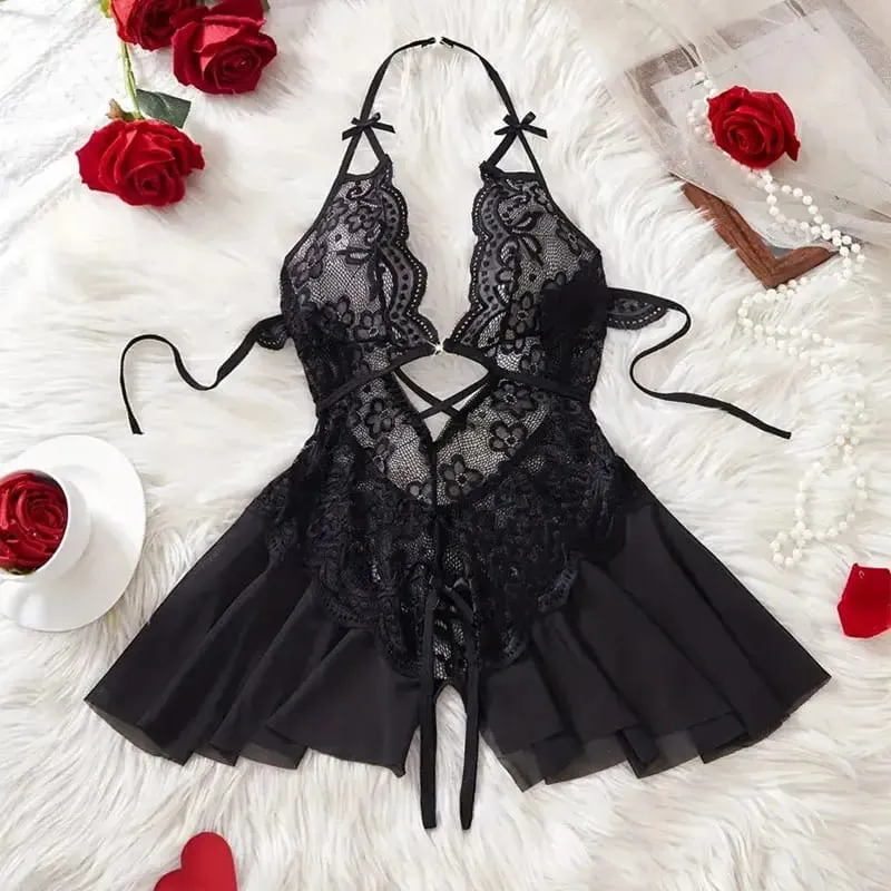 Halter-neck Sexy Bra With Adjustable Straps Open-Back One-Piece Underwear Best-Selling Erotic Lingerie For Women Intimacy Set