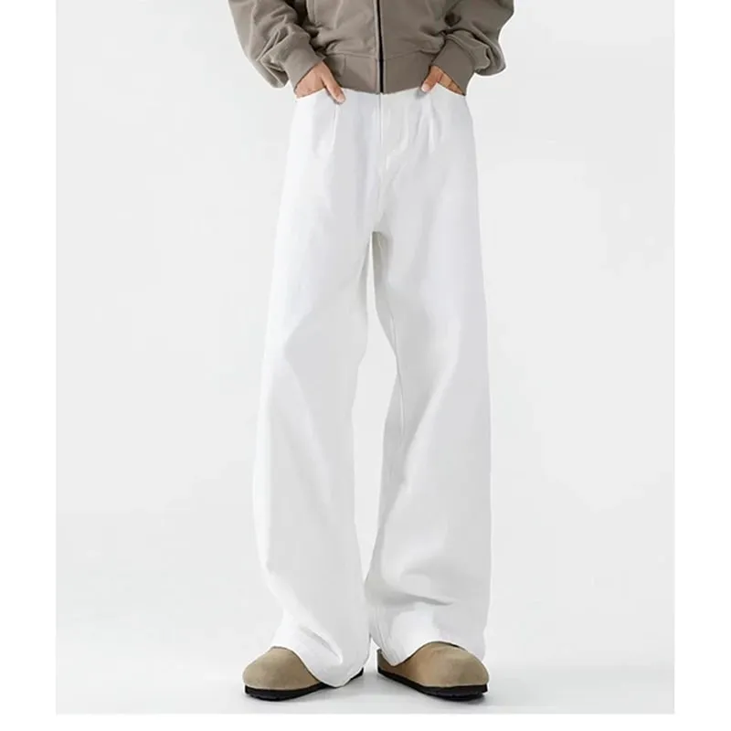 Summer Thin Breathable Men Jeans American Style White Bending Knife Denim Pants Trend Male Loose Straight Leg Wide Leg Trousers — image 4
