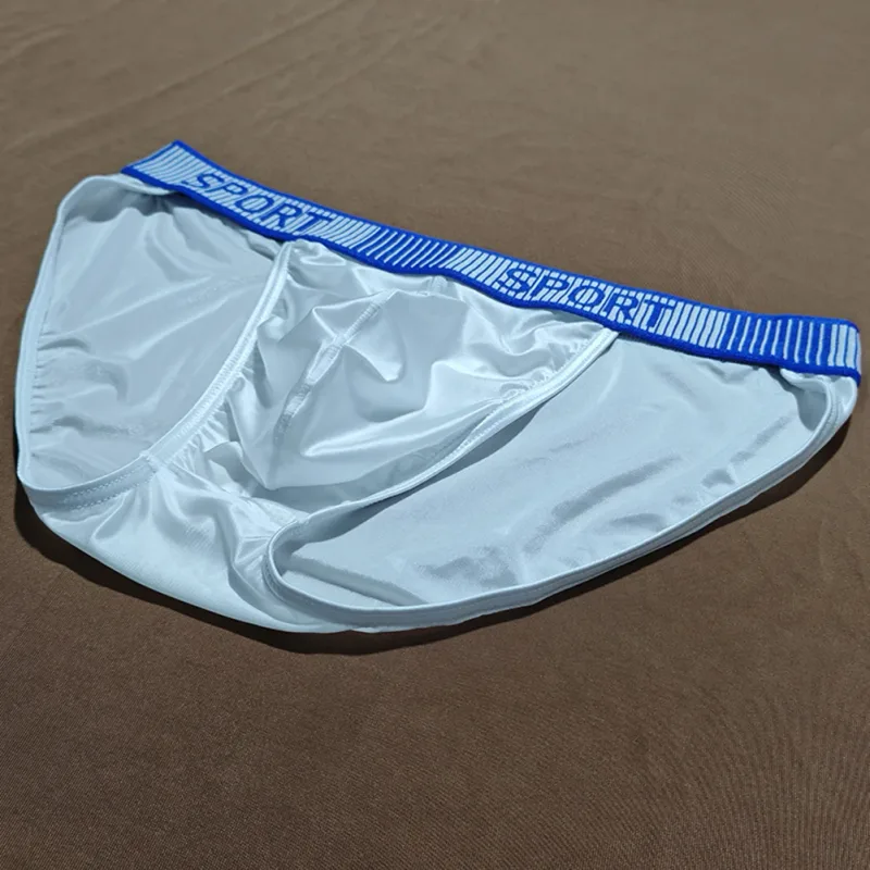 Slip da uomo a forcella alta Vita media Elastico traspirante Mutande convesse a U Intimo da uomo in seta di ghiaccio Pantaloncini aderenti setosi — image 7