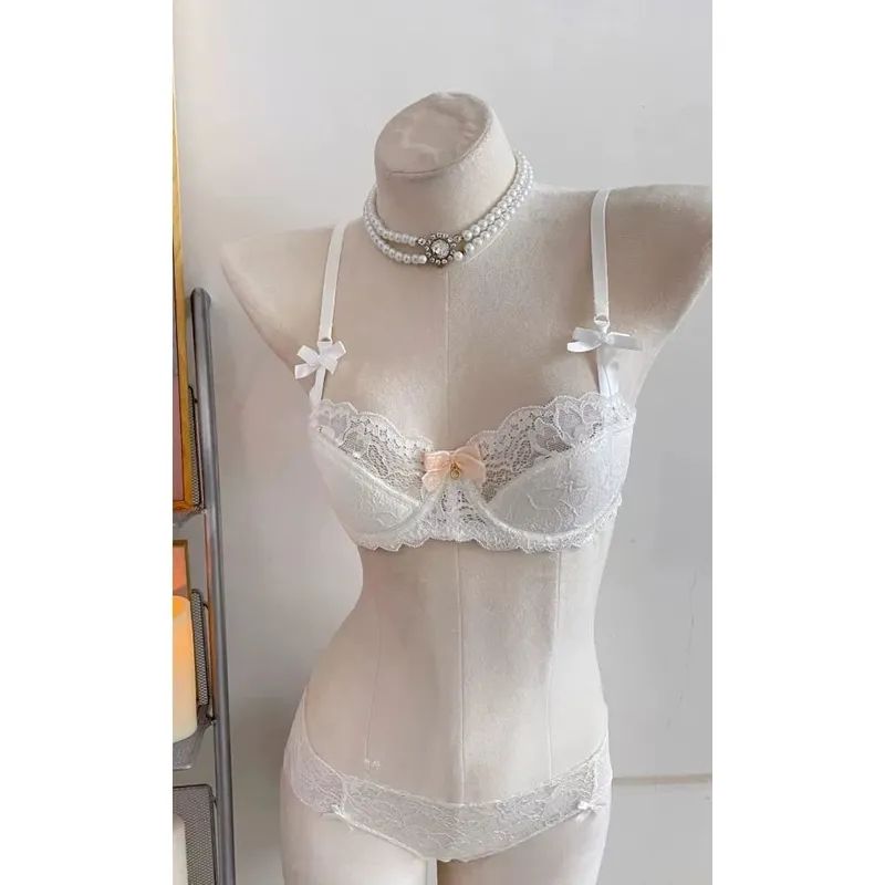 Popular Pure Desire Lace Bra Set 32‑38AB Underwire Large Bust Minimizer Push Up Side Support Lingerie For Young Girls Daily Wear — image 4