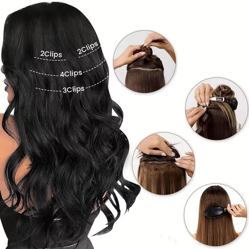 22Inch Synthetic 6pcs/set Long Curly Hair Extension Thick Soft Hairpiece for Short Hairline Coverage for Women Daily Use — image 5