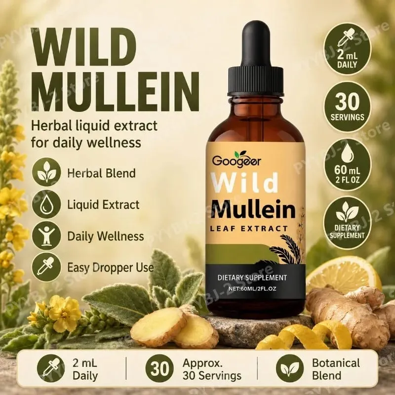 Mullein Liquid Drops 60ml with Wild Mullein Leaf Extract and Ginger Support Lung Health & Clean Impurities Plant Supplement — image 2