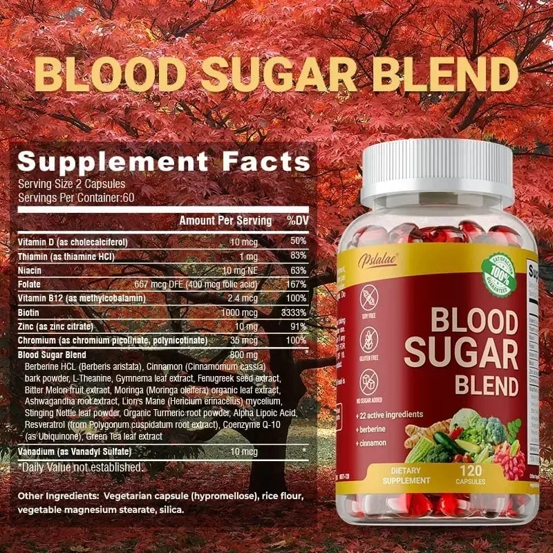 Blood Sugar Blend Capsules - Balanced Blood Sugar Metabolism Improves Hypoglycemia Increases Energy Improves Vitality — image 3