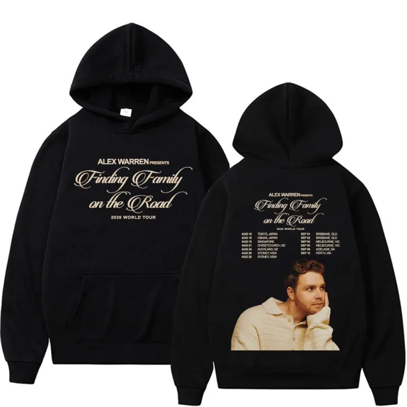 Alex Warren Finding Family on The Road 2026 World Tour Hoodies Sweatshirts Men Women Fashion High Quality Retro Oversized Hoodie — image 1