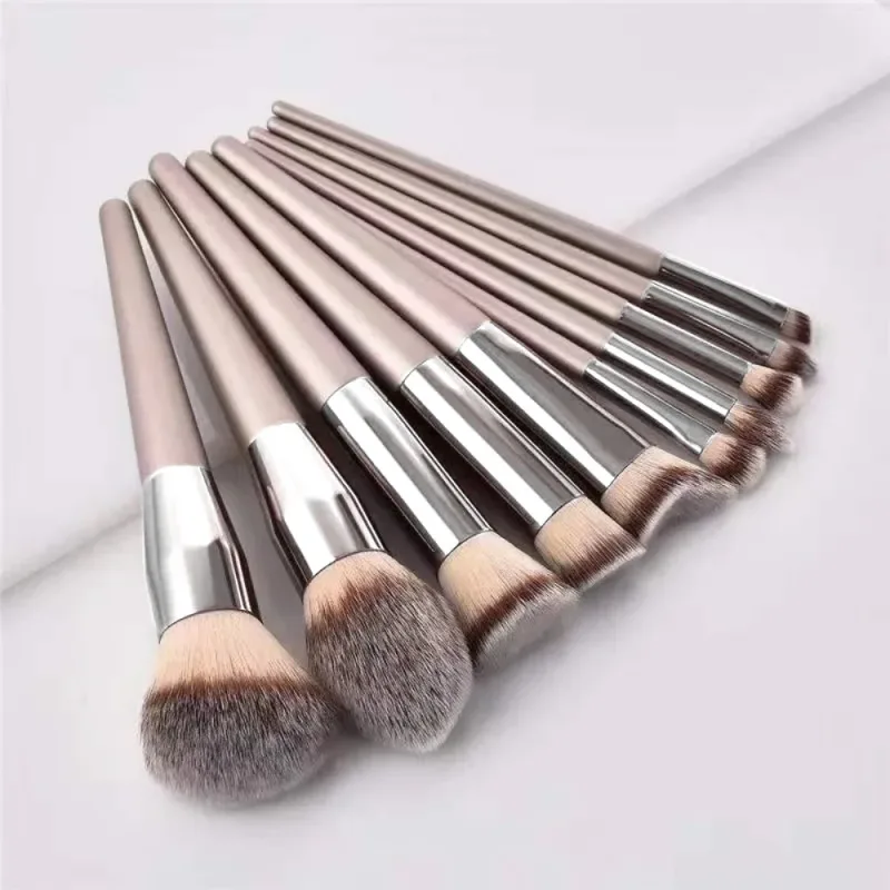 10Pcs Makeup Brushes Complete Set Soft Fluffy Foundation Loose Powder Blush Concealer Eye Shadow Brush Professional Makeup Tools