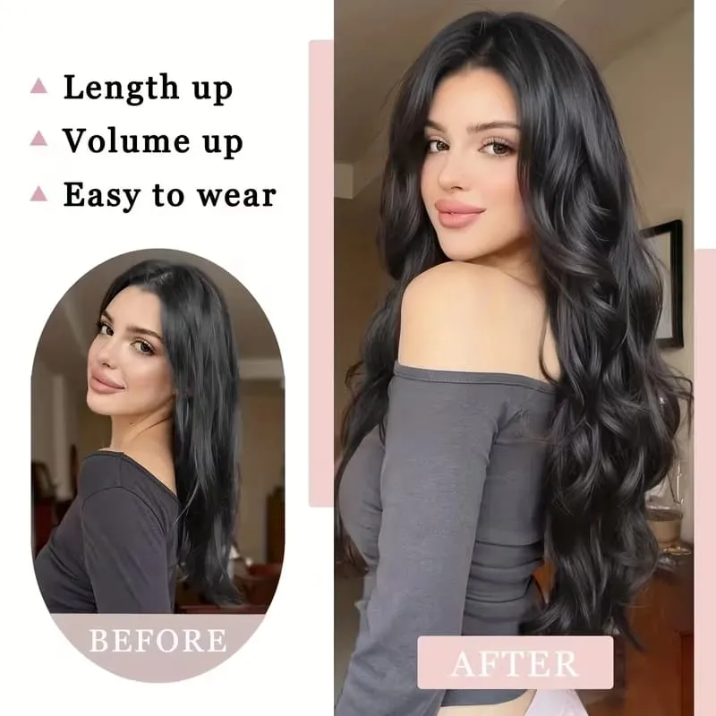 20Inch Synthetic Long Curly Clip In Hair Extensions High Temperature Heat Resistant Fiber Hairpieces for Women Daily Party — image 5