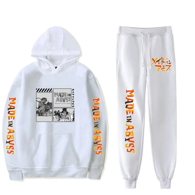 Harajuku Comfortable Made in abyss Print Sweatshirt Sweatpants Suit Men/Women Hoodies+ Trousers Suit Cute 2 Piece Set Clothes — image 57